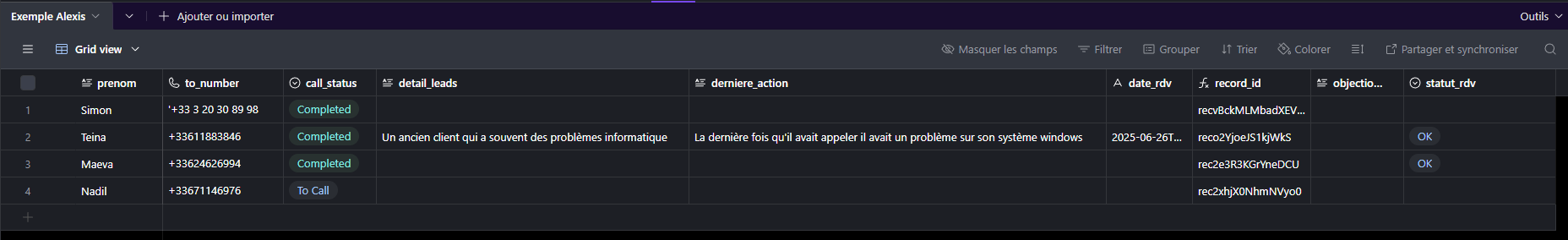 Logs d'Appels